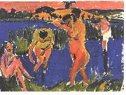 Ernst Ludwig Kirchner Four bathers France oil painting artist